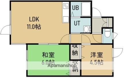 シティヒル 102｜北海道函館市富岡町１丁目(賃貸アパート2LDK・1階・49.83㎡)の写真 その2