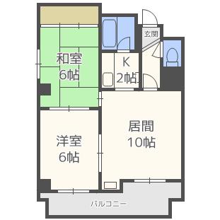 豊平コート 1005｜北海道札幌市豊平区豊平五条６丁目(賃貸マンション2LDK・10階・48.51㎡)の写真 その2