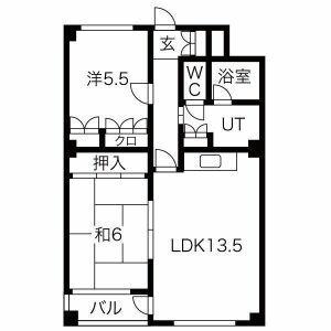 ブルームハイツ豊平 0403｜北海道札幌市豊平区豊平三条６丁目(賃貸マンション2LDK・4階・58.60㎡)の写真 その2