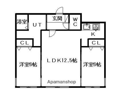 北海道札幌市厚別区厚別西二条２丁目(賃貸マンション2LDK・3階・55.54㎡)の写真 その2