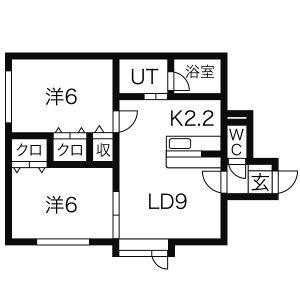 2条マンション 101｜北海道札幌市厚別区厚別西二条２丁目(賃貸アパート2LDK・1階・48.64㎡)の写真 その2