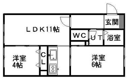 ＡＹヒルズ 211｜北海道札幌市厚別区厚別中央四条３丁目(賃貸マンション2DK・2階・46.61㎡)の写真 その2