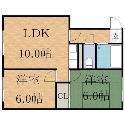 北海道札幌市厚別区厚別西一条２丁目(賃貸アパート2LDK・2階・42.76㎡)の写真 その2