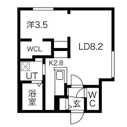 エアフォルク学園前 206｜北海道札幌市豊平区平岸二条１丁目(賃貸マンション1LDK・2階・35.72㎡)の写真 その2