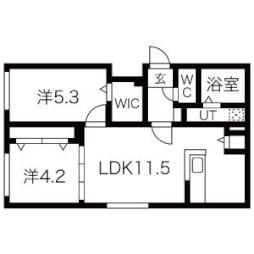 仮）ＡＬＰＨＡ厚別中央3ー4ＭＳ 2階2LDKの間取り