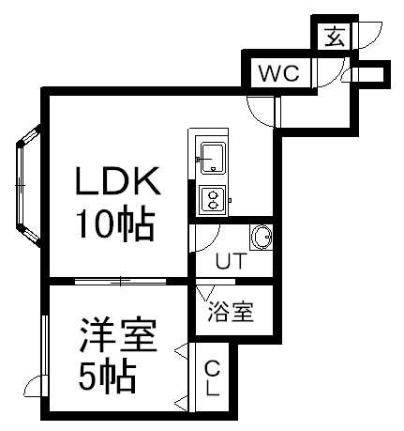 エルズ・カーサII 105｜北海道札幌市白石区菊水元町八条１丁目(賃貸アパート1LDK・1階・35.43㎡)の写真 その2