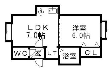 ブルーノート 11｜北海道札幌市白石区菊水三条４丁目(賃貸アパート1DK・2階・26.07㎡)の写真 その2