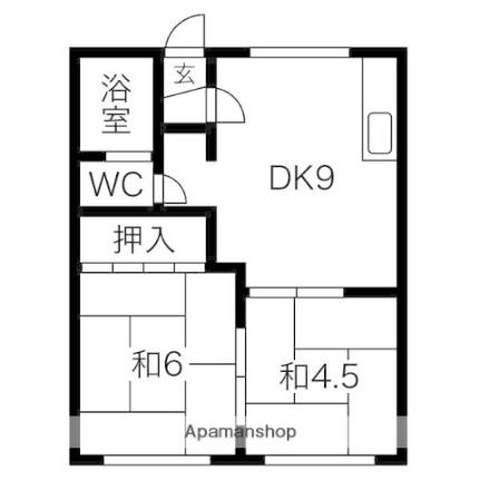 北海道札幌市豊平区美園二条５丁目(賃貸アパート2DK・2階・40.42㎡)の写真 その2