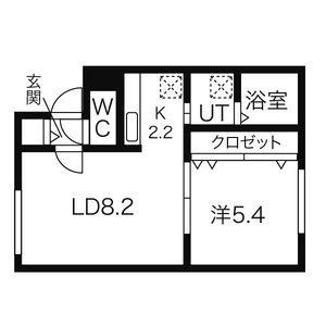 キューブ中の島2・3Ｎ 403｜北海道札幌市豊平区中の島二条３丁目(賃貸マンション1LDK・4階・35.34㎡)の写真 その2