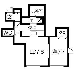 モンレーヴVI 106｜北海道札幌市豊平区中の島二条８丁目(賃貸アパート1LDK・2階・32.68㎡)の写真 その2