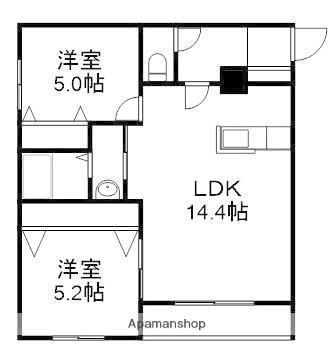 北海道札幌市豊平区平岸三条１２丁目(賃貸マンション2LDK・1階・54.02㎡)の写真 その2