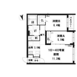 グランメール・シャリテ 402｜北海道札幌市豊平区中の島二条１０丁目(賃貸マンション2LDK・4階・61.94㎡)の写真 その2