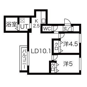 ＦＯＬＩＡＧＥ　ＰＬＡＣＥ 202｜北海道札幌市東区本町一条１丁目(賃貸マンション2LDK・2階・52.86㎡)の写真 その2