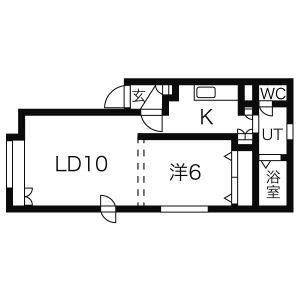 ジュネス24 402｜北海道札幌市西区二十四軒四条４丁目(賃貸マンション1LDK・4階・45.58㎡)の写真 その2