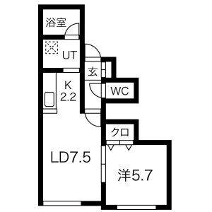 モンレーヴVI 105｜北海道札幌市豊平区中の島二条８丁目(賃貸アパート1LDK・2階・32.36㎡)の写真 その2