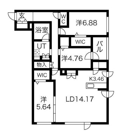 アルファスクエアＳ17 211｜北海道札幌市中央区南十七条西１７丁目(賃貸マンション3LDK・2階・84.13㎡)の写真 その2