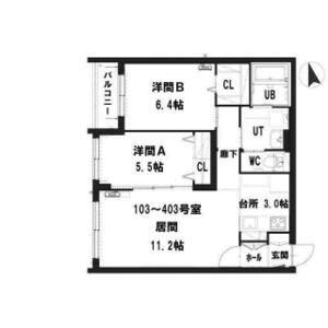 グランメール・シャリテ 203｜北海道札幌市豊平区中の島二条１０丁目(賃貸マンション2LDK・2階・61.94㎡)の写真 その2