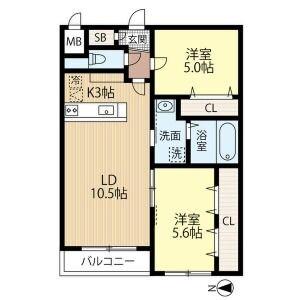 Ａｔｌａｎｔｉｓ　Ｈａｓｓａｍｕ 505｜北海道札幌市西区発寒六条５丁目(賃貸マンション2LDK・5階・53.92㎡)の写真 その2