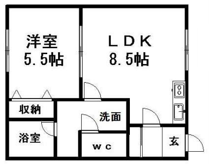 北海道札幌市豊平区西岡一条３丁目(賃貸アパート1DK・2階・33.39㎡)の写真 その2