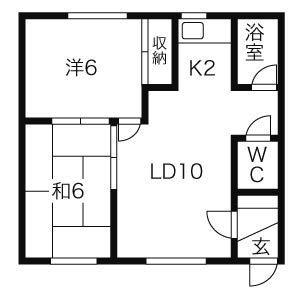 グランドハイツ 205｜北海道札幌市白石区栄通１６丁目(賃貸アパート2LDK・2階・48.19㎡)の写真 その2