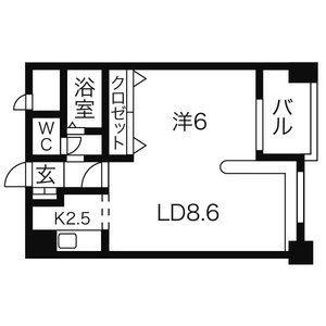 ハウスオブリザ中の島　Ｉ 412｜北海道札幌市豊平区中の島二条１丁目(賃貸マンション1LDK・4階・36.41㎡)の写真 その2