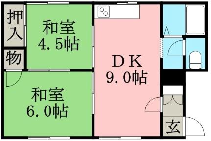 コーポかつみ 202｜北海道札幌市白石区北郷四条２丁目(賃貸アパート2DK・2階・37.90㎡)の写真 その2