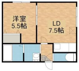 ラフール北野 1階1DKの間取り