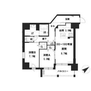 グランメールアサヒVII 0802｜北海道札幌市白石区本郷通３丁目南(賃貸マンション2LDK・8階・66.00㎡)の写真 その2