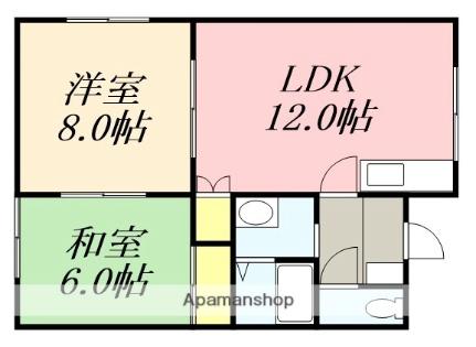 メゾンヴォーグ 102｜北海道函館市亀田本町(賃貸アパート2LDK・1階・52.80㎡)の写真 その2