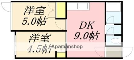 五稜郭パークハイツ 104｜北海道函館市五稜郭町(賃貸アパート2LDK・1階・44.97㎡)の写真 その2