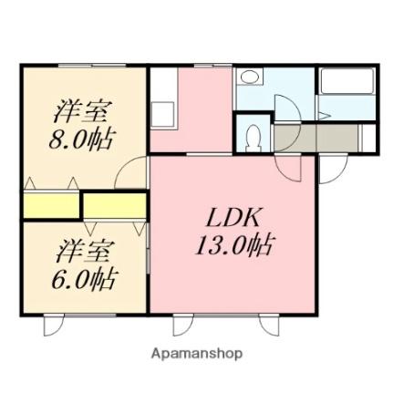 ハウスコンフォートＡ 101｜北海道北斗市追分４丁目(賃貸アパート2LDK・1階・58.74㎡)の写真 その2