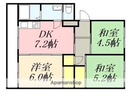メゾン・ド・シャモニー 207｜北海道函館市昭和３丁目(賃貸マンション3DK・2階・52.99㎡)の写真 その2