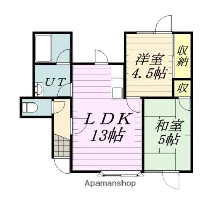 リージョンハイツＡ 202｜北海道函館市白鳥町(賃貸アパート2LDK・2階・50.90㎡)の写真 その2