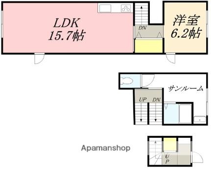 ジャスミン J6｜北海道函館市松陰町(賃貸アパート1LDK・3階・45.90㎡)の写真 その2