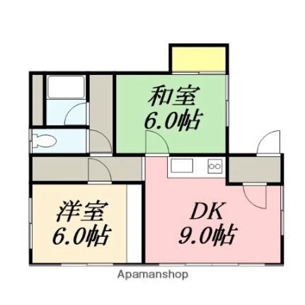 コーポあらせき 201｜北海道函館市昭和４丁目(賃貸アパート2DK・2階・44.72㎡)の写真 その2