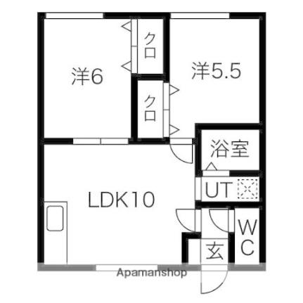 コーポ伊藤第2 205｜北海道札幌市西区発寒三条２丁目(賃貸アパート2LDK・2階・46.37㎡)の写真 その2