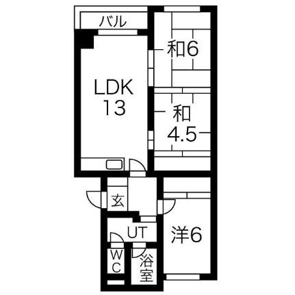 ドミ西野 404｜北海道札幌市西区西野三条７丁目(賃貸マンション2LDK・4階・55.00㎡)の写真 その2