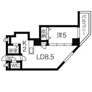 パークヒルズ円山 1102｜北海道札幌市中央区北六条西２６丁目(賃貸マンション1LDK・11階・34.90㎡)の写真 その2