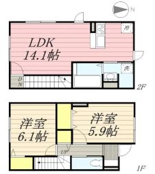 Ｄーｒｏｏｍウィステリア 1階2LDKの間取り