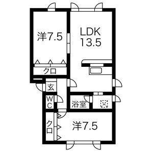 シンセリティＫ．Ｋ 202｜北海道札幌市西区西野三条７丁目(賃貸アパート2LDK・2階・64.60㎡)の写真 その2