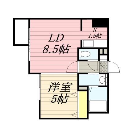 北海道札幌市中央区南三条西８丁目（賃貸マンション1LDK・6階・34.24㎡） その2