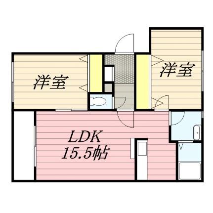 岩崎ＭＳ西野4・7 0203｜北海道札幌市西区西野四条７丁目(賃貸アパート2LDK・2階・63.76㎡)の写真 その2