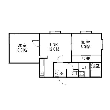 エクセルハイツ 6｜北海道札幌市東区北十九条東１５丁目(賃貸アパート2LDK・2階・52.16㎡)の写真 その2