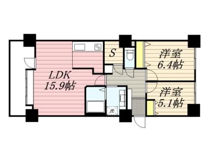 オリエンタルコート大友 505｜北海道札幌市中央区南四条東４丁目(賃貸マンション2LDK・5階・65.20㎡)の写真 その2