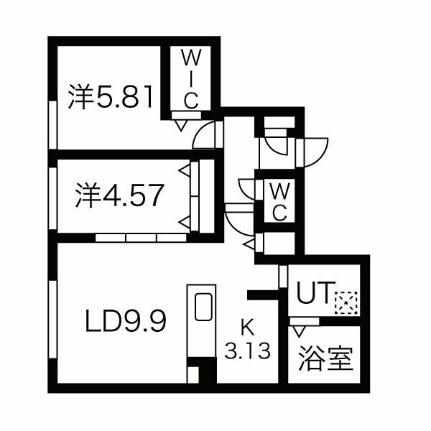 パレス楸 101｜北海道札幌市中央区北十六条西１５丁目(賃貸マンション2LDK・1階・54.49㎡)の写真 その2