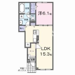 アンジェロI 1階1LDKの間取り