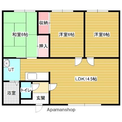 ルーベデンス77Ａ ｜北海道岩見沢市七条東７丁目(賃貸アパート3LDK・3階・66.00㎡)の写真 その2