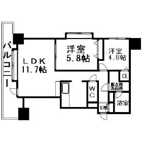 北海道札幌市中央区南十一条西１３丁目(賃貸マンション2LDK・7階・54.47㎡)の写真 その2