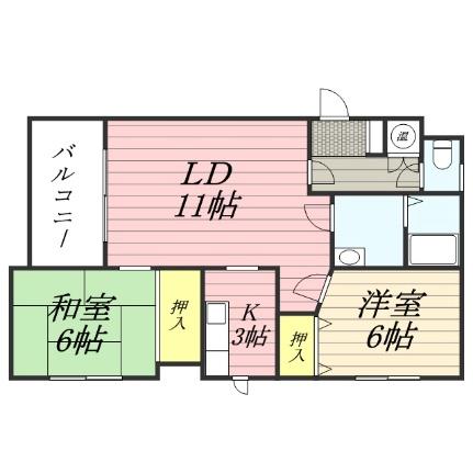 北海道札幌市東区北三十条東１９丁目(賃貸アパート2LDK・2階・61.83㎡)の写真 その2