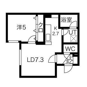 フロントロー栄町 403｜北海道札幌市東区北三十八条東１６丁目(賃貸マンション1LDK・4階・35.81㎡)の写真 その2